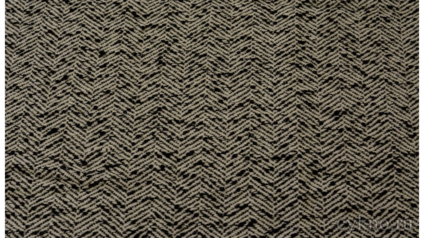 Ткань Пальтовая елочка песочно-черная